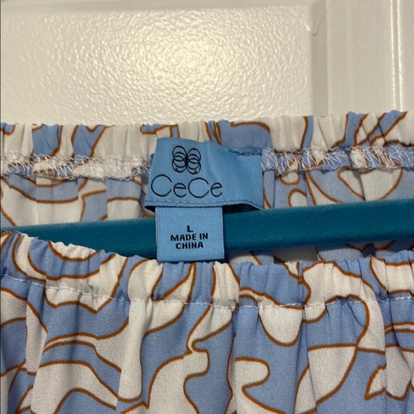 Blue and White Off-Shoulder Women's Top - Picture 2 of 3